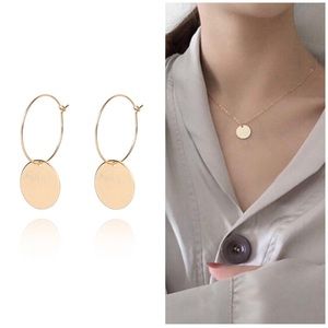Pendent necklace & Gold Circle hoop earring set